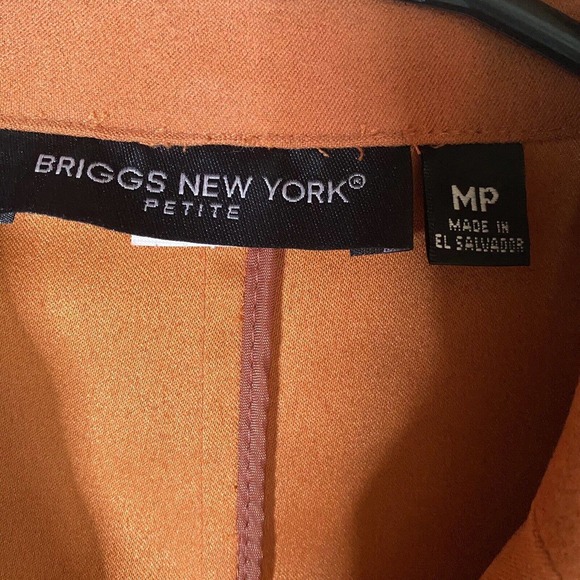 Briggs New York Shirt Blazer Womens MP Long Sleeve Rust Orange Shoulder Pads - Picture 5 of 10
